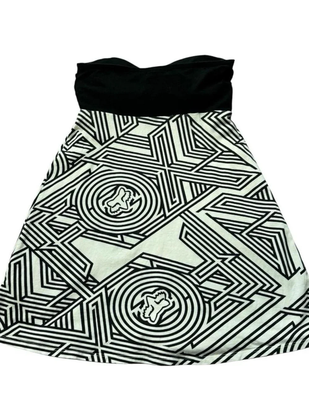 Fox Strapless Black & White Geometric Fit-and-Flare Dress - Picture 4 of 5